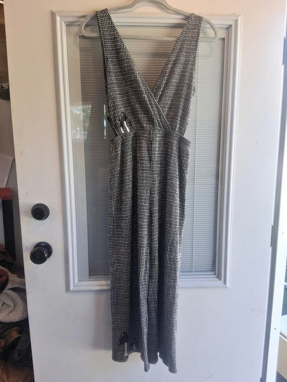 Caution To The Wind Black & White Geometric Pantsuit Shaggy Mane Refashion